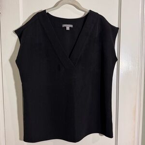 Peace & Pearls Black V-Neck Cap Sleeve Top